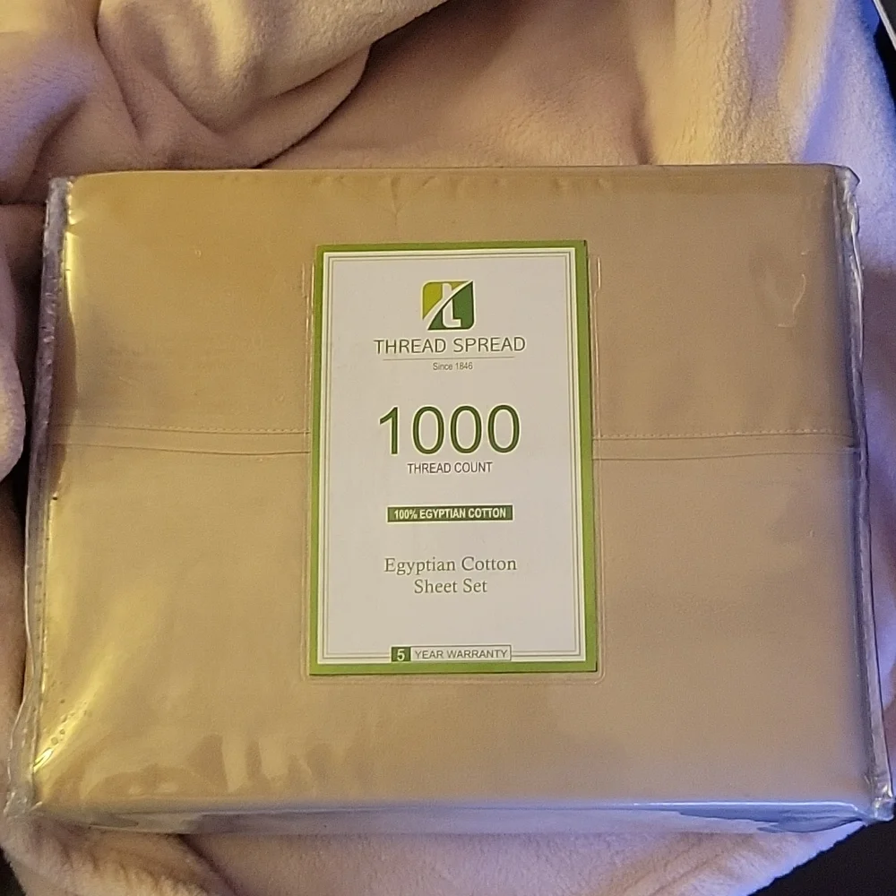 THREAD SPREAD SAND 4 PC SHEET SET QUEEN 1000 THREAD COUNT Egyptian Cotton New …